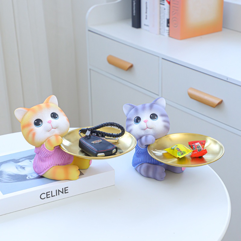 😻พร้อมส่ง😻ของตกแต่งบ้าน ถาดแมวน่ารักตกแต่งที่เก็บกุญแจห้องนั่งเล่นเดสก์ท็อปตกแต่งสร้างสรรค์ ของขวัญขึ้นบ้านใหม่
