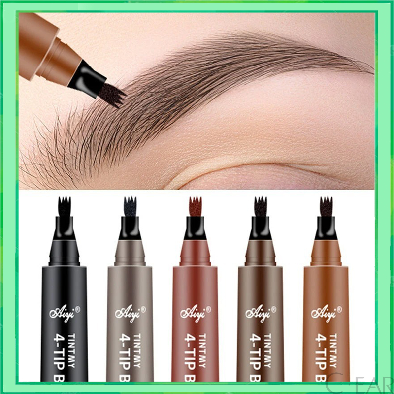 ดินสอเขียนคิ้ว หัวแปรงสี่แฉก กันน้ำ ติดทนนาน สีดํา สีน้ำตาล 4 ชิ้น พร้อมแปรงปัดคิ้ว เนื้อดี เขียนง่าย เส้นคม
