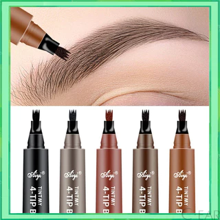 ดินสอเขียนคิ้ว หัวแปรงสี่แฉก กันน้ำ ติดทนนาน สีดํา สีน้ำตาล 4 ชิ้น พร้อมแปรงปัดคิ้ว เนื้อดี เขียนง่าย เส้นคม