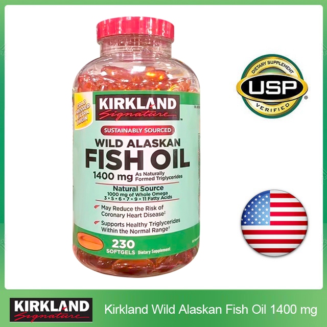 (Exp.09/2027)Kirkland Wild Alaskan Fish Oil 1400 mg 230 เม็ด