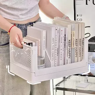ชั้นใส่หนังสือ เอกสาร ตะกร้าใส่ของอเนกประสงค์ พับได้ มีที่กั้นแบ่งช่องถอดออกได้ ใส่กระดาษ A4 ได้