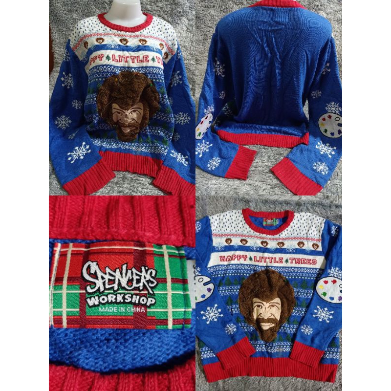 #เสื้อคลุม#เสื้อไหมพรมแขนยาว รูปหน้าคน#SPENCERS อก 46" ยาว 26"