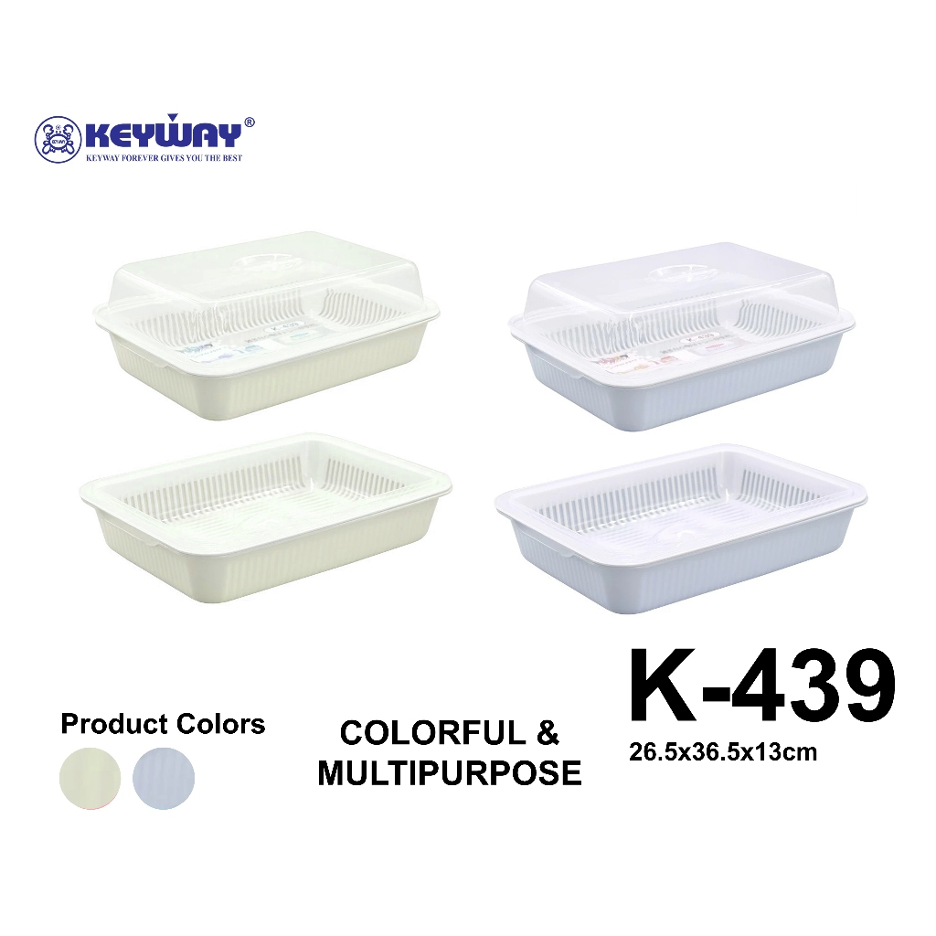 Keyway K-439 ที่คว่ำแก้วพร้อมฝา , วางช้อน , ใส่ผักผลไม้ได้ หรือ สามารถเป็นตระกร้าล้างผักพร้อมถาดรองได้...สีใหม่