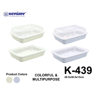 Keyway K-439 ที่คว่ำแก้วพร้อมฝา , วางช้อน , ใส่ผักผลไม้ได้ หรือ สามารถเป็นตระกร้าล้างผักพร้อมถาดรองได้...สีใหม่