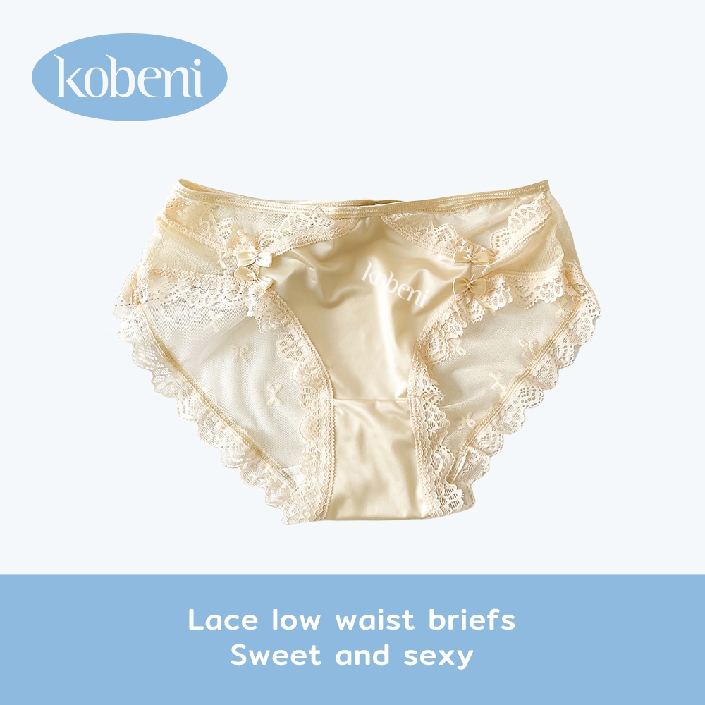⭐KOBENI⭐กางเกงในผู้หญิง ผ้าเรยอน Thongs เอวต่ํา เซ็กซี่ เข็มขัดกลวง แต่งขอบลูกไม้ นิ่ม ลื่น ยืดดี ใส่สบาย