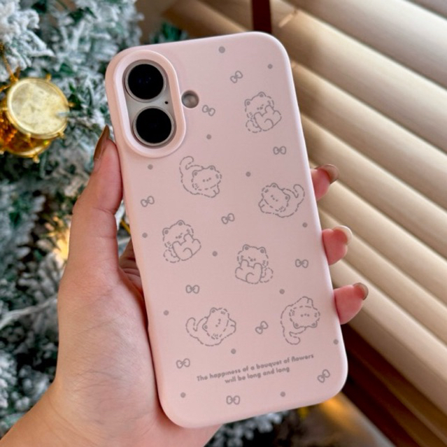 (ภาพสินค้าจริง) เคสยางสีชมพูลายแมว เคสนิ่มทั้งชิ้น น่ารักแบบมินิมอล