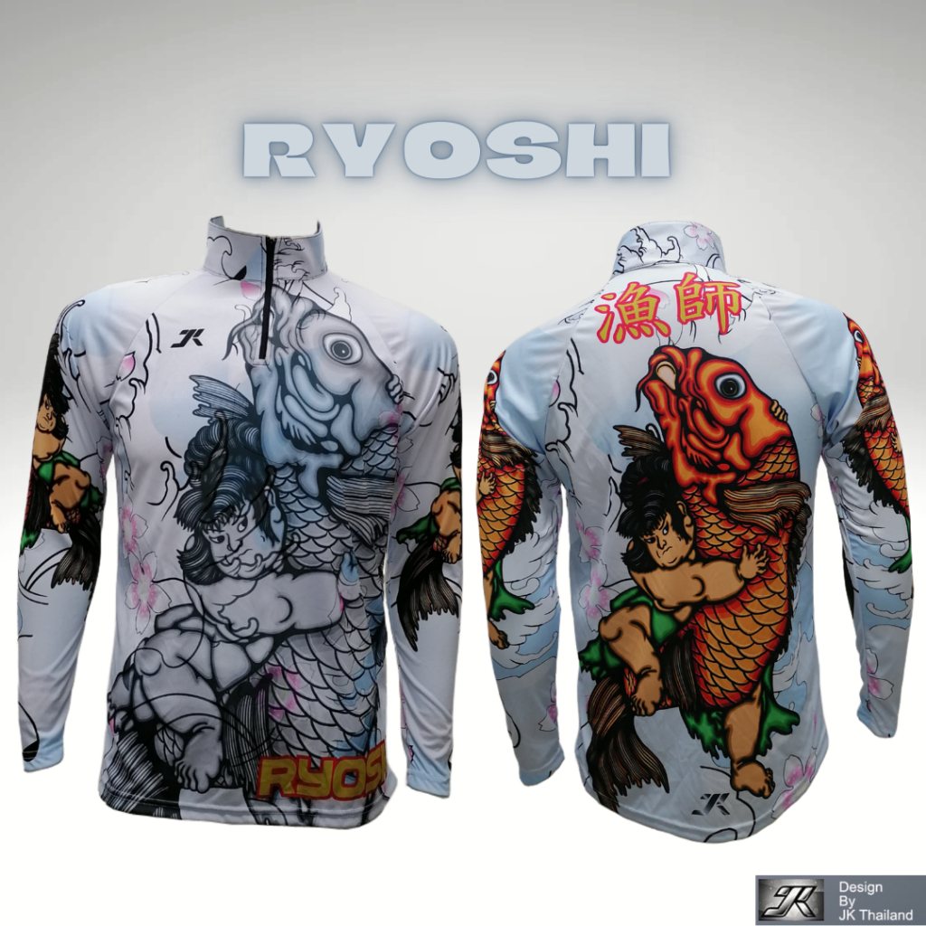 RYOSHI เสื้อตกปลา,มอไซร้,จักรยาน JK Thailand กันยูวี80% แห้งเร็ว ผู้ชาย ผู้หญิง สำหรับกีฬากลางแจ้ง