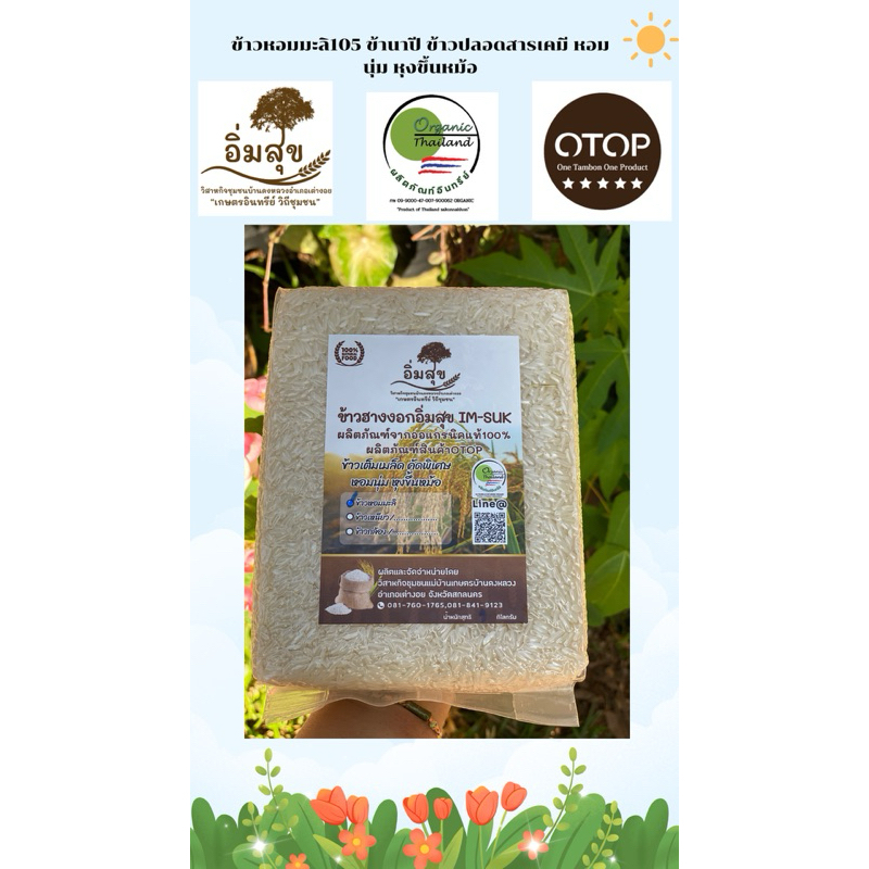 ข้าวขาวหอมดอกมะลิ(105)Organic rice.