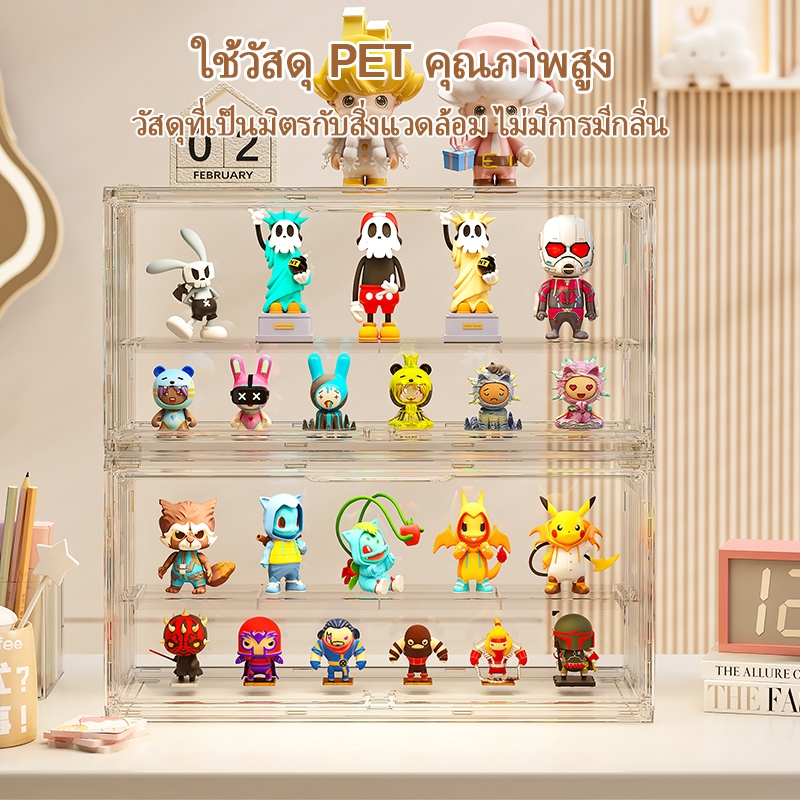 กล่องเก็บโมเดล ชั้นโชว์โมเดล ตัวล็อคแม่เหล็ก เปิดปิด ทำความสะอาดง่าย การออกแบบที่ปิด กันฝุ่นกันความชื้น labubu - รูปที่ 4
