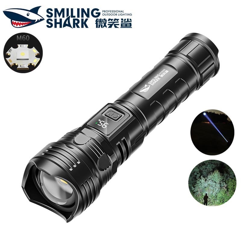 SmilingShark SD5268 ไฟฉาย led แสงที่แข็งแกร่ง M60 6000lm คบเพลิง ซุปเปอร์ไบรท์ ซูมได้ 4โหมด Type-C ชาร์จใหม่ได้