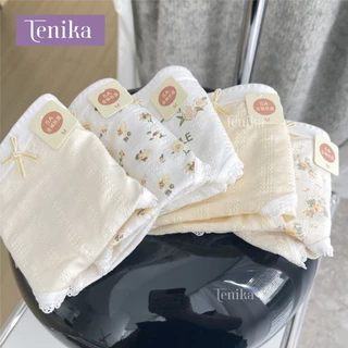 TENIKA กางเกงชั้นใน ผ้าฝ้ายสไตล์ญี่ปุ่น ลายดอกไม้น่ารัก ผ้าฝ้าย KNI-073