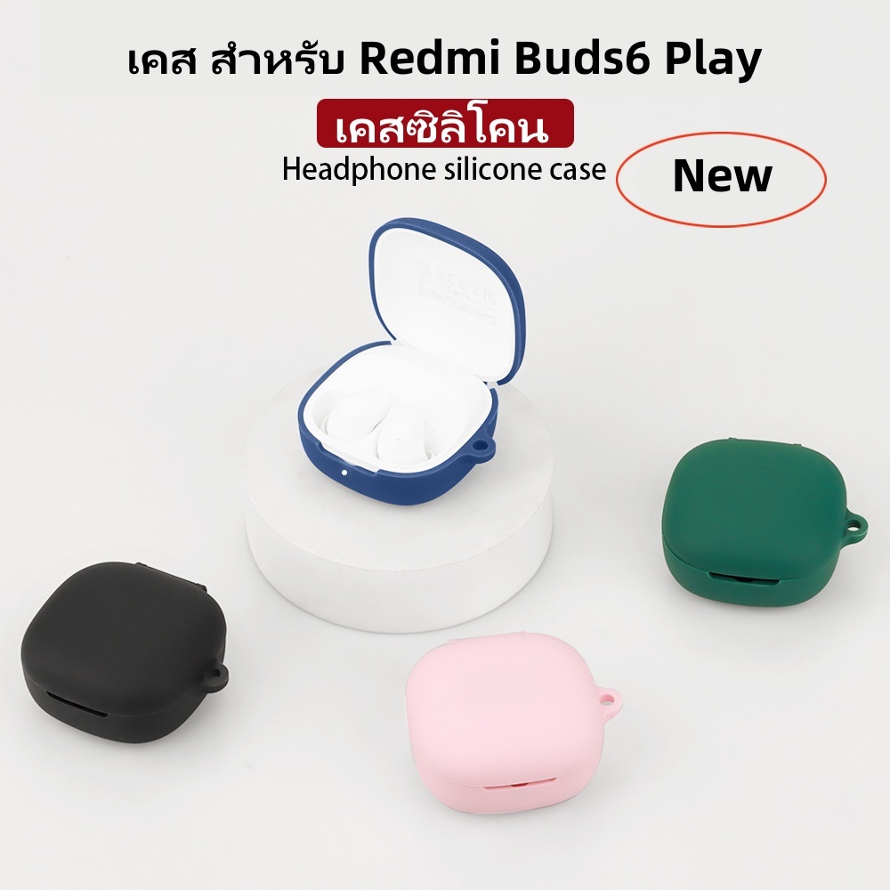 เคส สําหรับ Redmi Buds 6 Play ซิลิโคนนิ่ม  กันรอยขีดข่วน ลายดอกไม้ นักบินอวกาศ พร้อมตะขอ เคส Redmi Buds 6Play