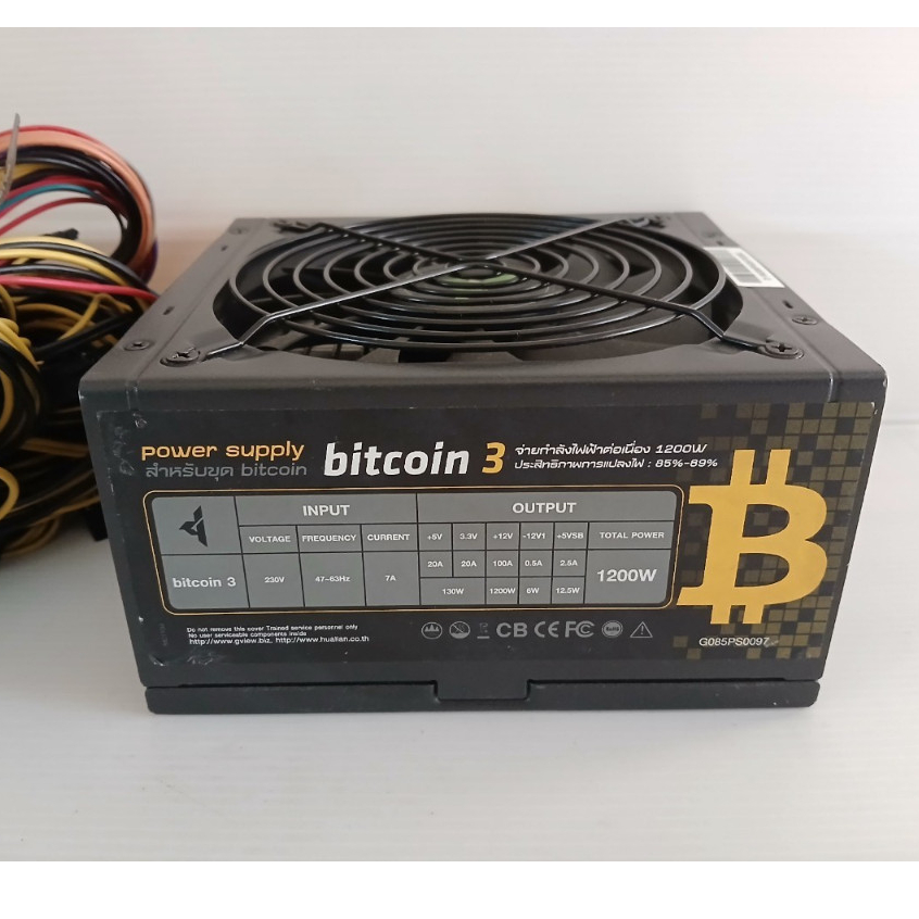 POWER SUPPLY (อุปกรณ์จ่ายไฟพาวเวอร์จีน) Gview bitcoin 3 80 GOLD ( 1200w FULL)