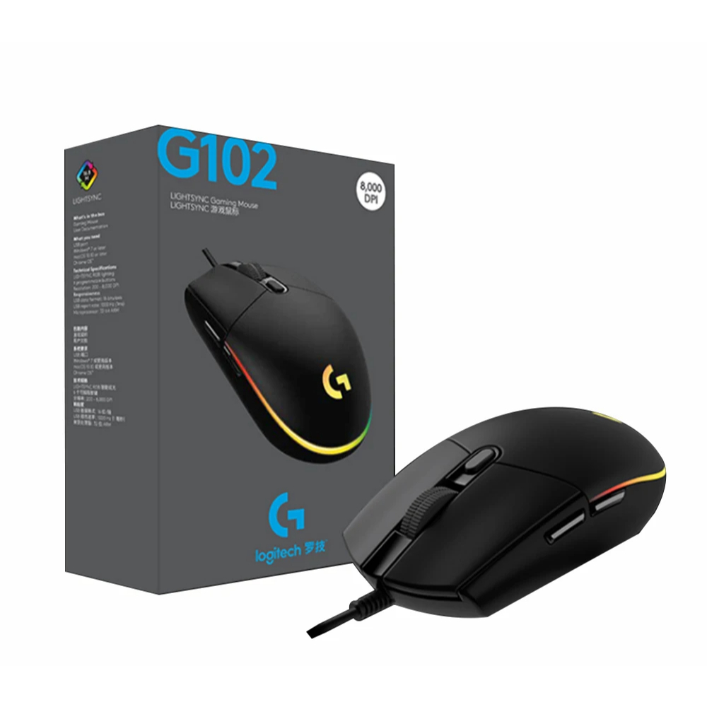 Logitech เมาส์เกมมิ่ง Gaming Mouse รุ่น G102 Gen Lightsync Black