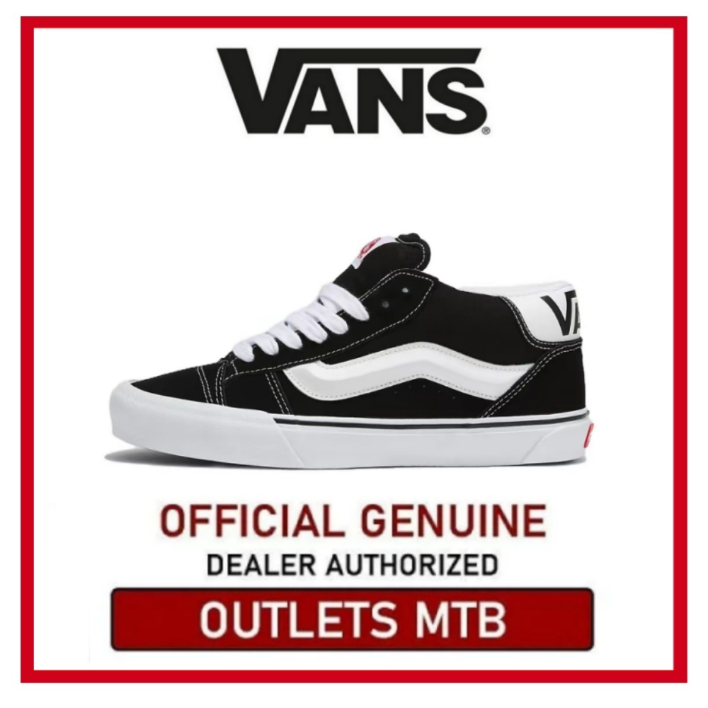 【100%Original】Vans KNU Mid Black And White Low Top Modest Unisex Leisure Running Shoes VN000CQ96BT1