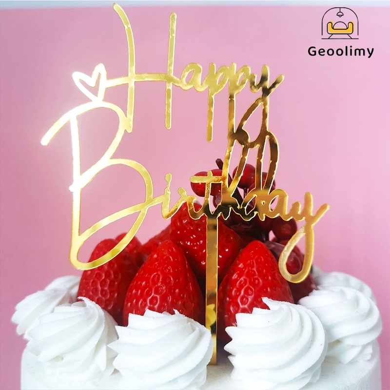 การ์ดเค้กสุขสันต์วันเกิด ป้ายปักเค้กวันเกิด แพค แพ็ค อะคริลิค ​ป้ายท็อปเปอร์ สําหรับตกแต่งเค้กวันเกิด ขนมหวาน ✨Geoo