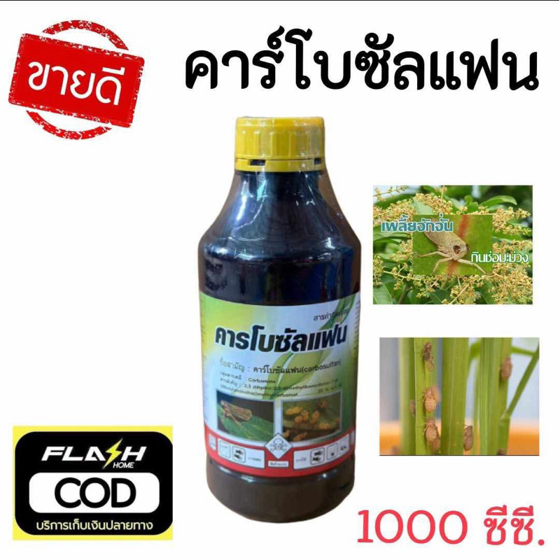 คาร์โบซัลแฟน20% 1ลิตร ป้องกันกำจัดหนอนต่างๆ หนอนเจาะคอรวง แมงสิง เพลี้ยแป้ง บั่ว ด้วง เต่าทอง หนอน เพลี้ย ยาเย็น ดูดซึม