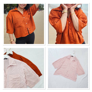 Zara เสื้อเชิ๊ต แขนสั้น ทรงครอป ชนช็อป สวยมากกกกกกกก มี 2 สี…