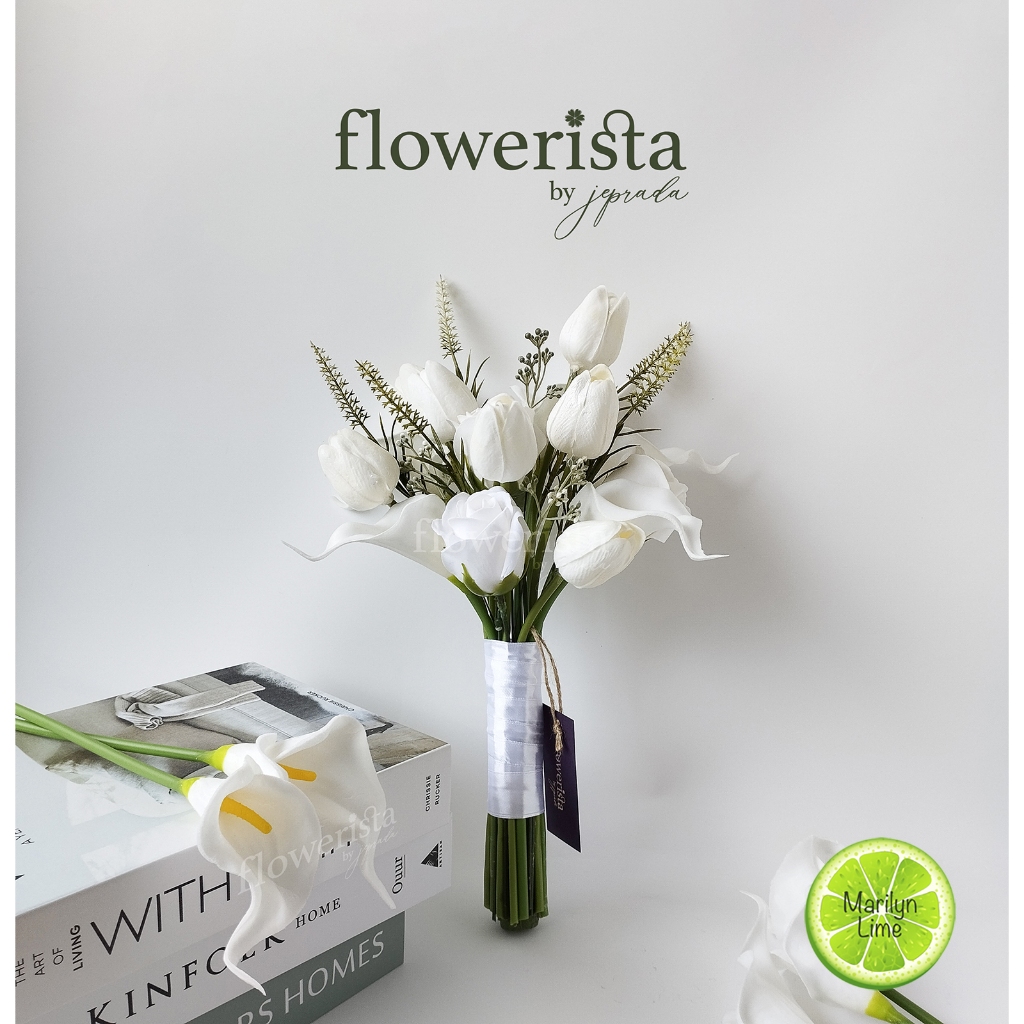 [Pre-Order] ช่อดอกคาร่าลิลลี่-ทิวลิป ช่อเจ้าสาวสไตล์มินิมอล PreWedding ช่อดอกไม้ประดิษฐ์ ขายดี Classic สุดๆ!!!