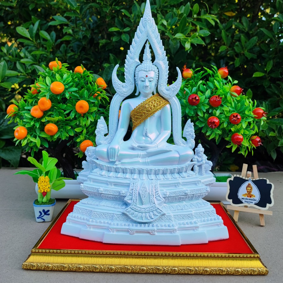 พระพุทธชินราช  สีมุกเหลือบชมพู ขนาดหน้าตัก 5 นิ้ว ผสมแร่เหล็กน้ำพี้แท้ พระพุทธรูป พระบูชา
