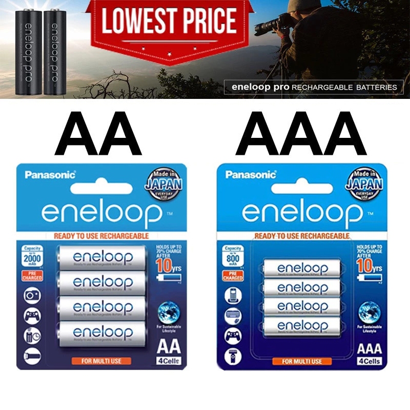 Panasonic Eneloop AAA หรือ AA แบตเตอรี่ 1.2V Ni-MH แบตเตอรี่แบบชาร์จไฟได้（1 แพ็ค