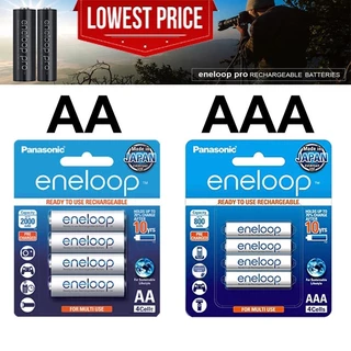 Panasonic Eneloop AAA หรือ AA แบตเตอรี่ 1.2V Ni-MH แบตเตอรี่แบบชาร์จไฟได้（1 แพ็ค 4 ก้อน）