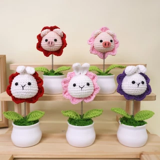 ดอกทานตะวันโครเชต์ handmade - กระถางตกแต่งบ้าน ของขวัญวันสำคัญ ส่งจากกรุงเทพฯ