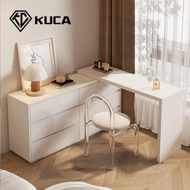 KUCA โต๊ะเครื่องแป้งและตู้รวม ห้องนอน โต๊ะโมเดิร์นเรียบง่าย โต๊ะเครื่องแป้ง ตู้เครื่องแป้ง โต๊ะข้างเตียง[รับประกัน 5 ปี]