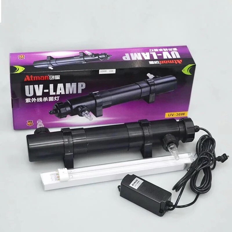 หลอด uv แท้ ตู้ปลา ฆ่าเชื้อโรค ATMAN​ UV lamp รุ่น UV-5W/ UV-9W/ UV-11W/ UV-18W/ UV-36W ลดการเกิดตะใ