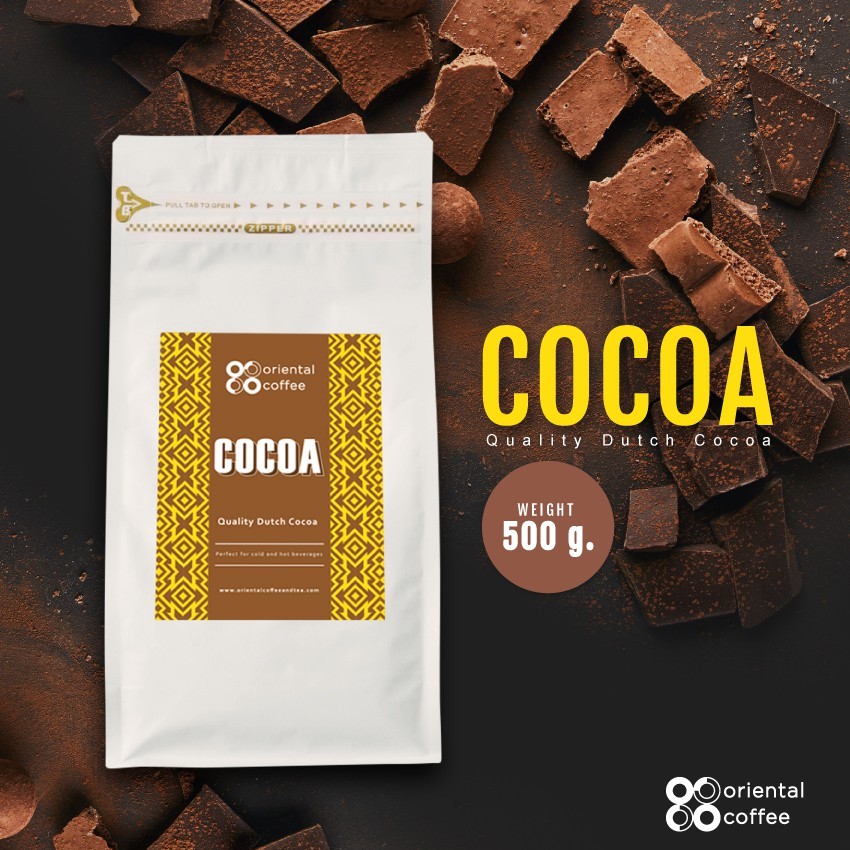 ผงโกโก้ 100% Oriental Cocoa Dutch Cocoa แท้ ไขมัน 22-24% โกโก้เกรดพรีเมี่ยม หอม เข้มข้น ละลายง่าย