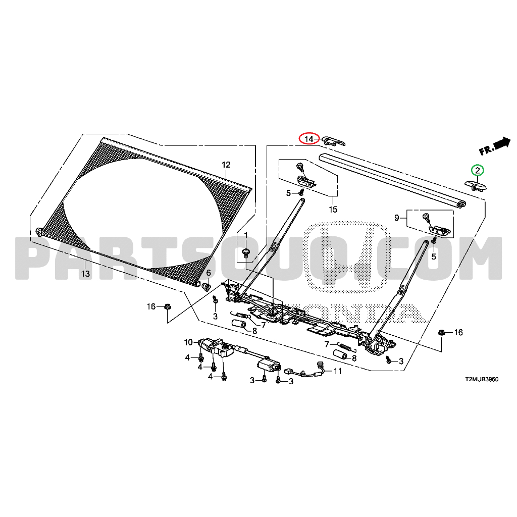 ตัวปิด หัว-ท้าย ม่านหลังไฟฟ้า ม่านไฟฟ้า Honda Accord G8 G9 2008-2019 Rear Sunshade end cover