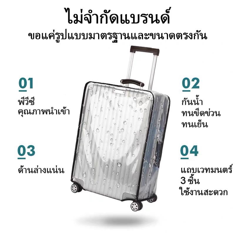 ผ้าคลุมกระเป๋าเดินทาง PVCใส กันน้ำ หนาพิเศษ 20/22/24/26/28/30นิ้ว พลาสติกคลุมกระเป๋าเดินทาง