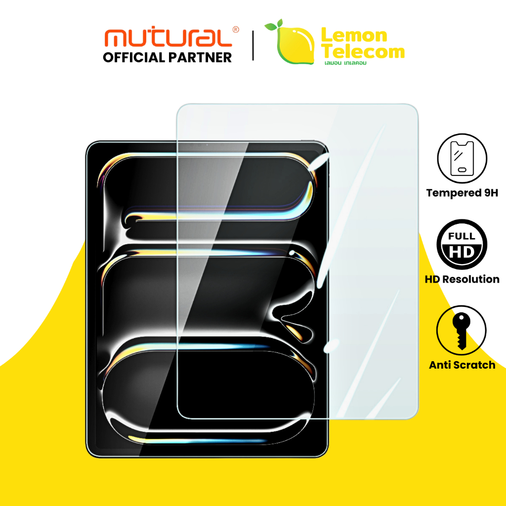 ฟิล์มกระจกไอแพดทุกรุ่น Mutural รุ่น Full-HD Tempered Glass 9H ฟิล์มกระจกใสไอแพด กันรอยกันกระแทก สำหรับไอแพดทุกรุ่น