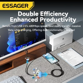 Essager C to C 240W 5A สายเคเบิลข้อมูล เหมาะสำหรับอุปกรณ์หลากหลายประเภท
