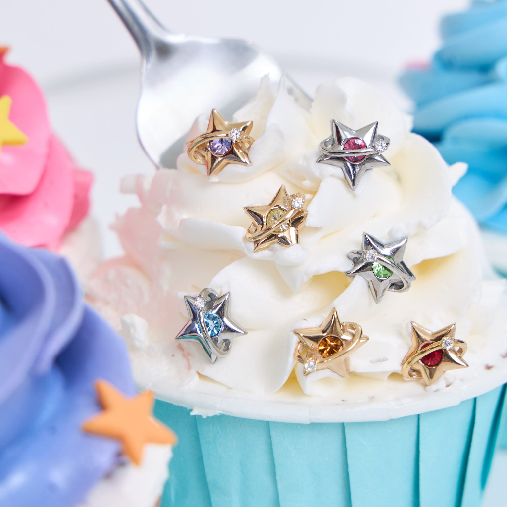 earika.earrings - starla stud ต่างหูแป้นทับรูปดาวสีตามวันเกิด 7 สี วัสดุสแตนเลส stainless steel เหมาะสำหรับคนแพ้ง่าย