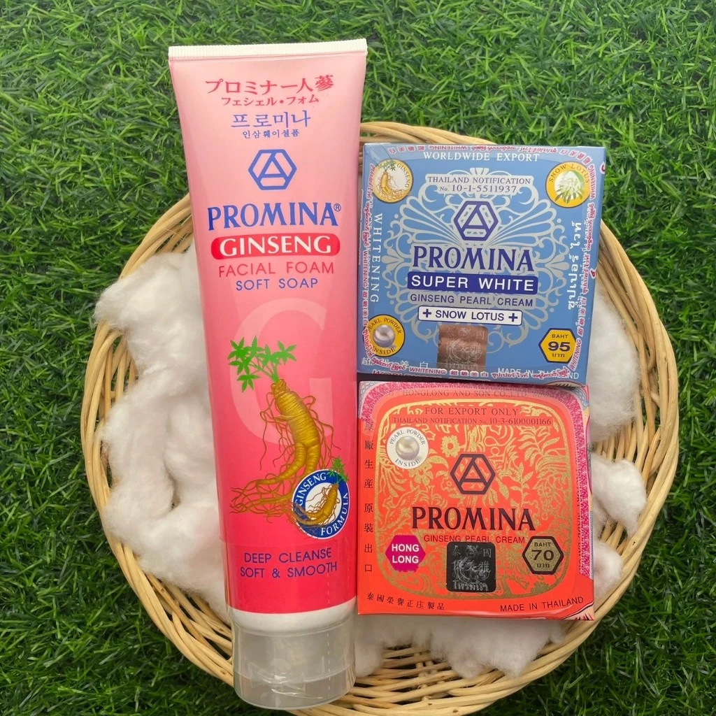 ครีมโพรมีน่า ซุปเปอร์ไวท์ โฟมล้างหน้า Promina super white ginseng pearl cream facial foam