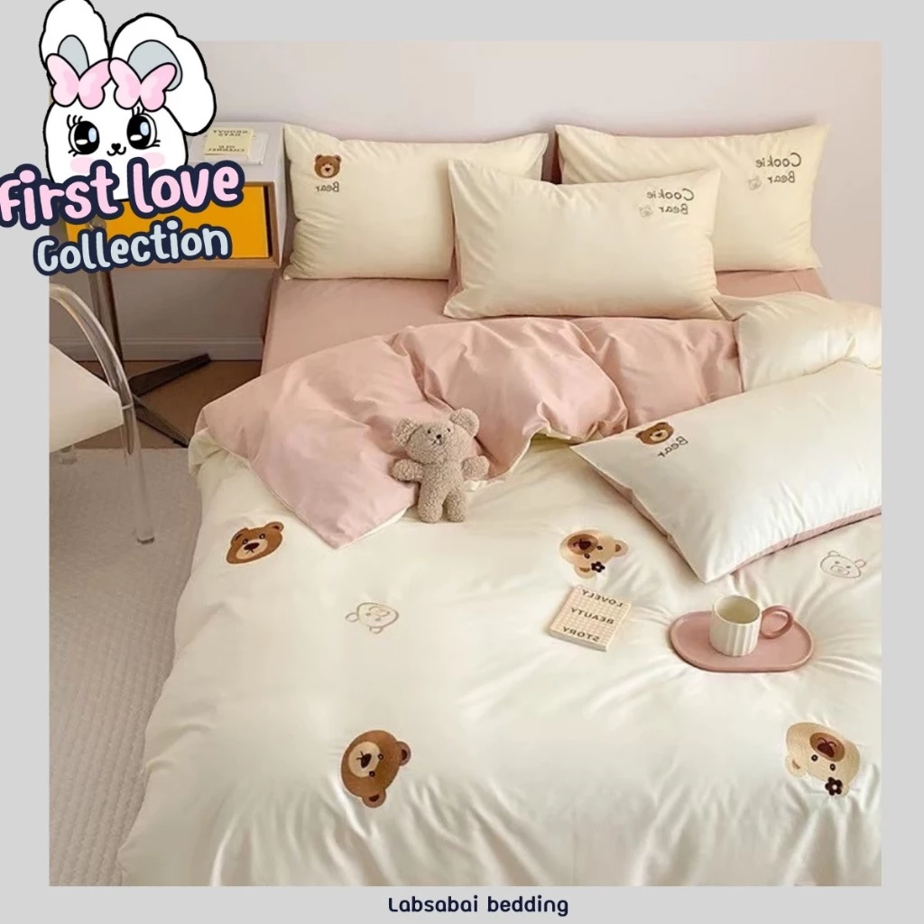 ชุดผ้าปูที่นอนลายน่ารัก FIRST LOVE COLLECTION ครบเซ็ท 6 ชิ้น