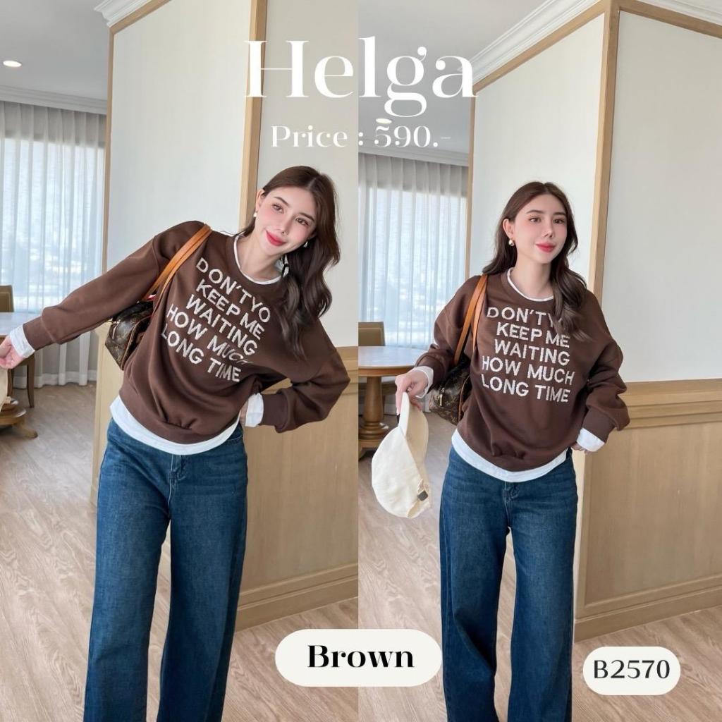 เสื้อแขนยาวสเวตเตอร์ ดีเทลแต่งเชิ้ตด้นใน Clothing ผู้หญิง  B2570 l HELGA - รูปที่ 3