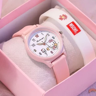 นาฬิกาข้อมือแฟชั่น สายยาง ลายKT นาฬิกานักเรียน สำหรับผู้ชายผู้หญิง ลายซานริโอ แถมถ่านเพิ่ม1เม็ด
