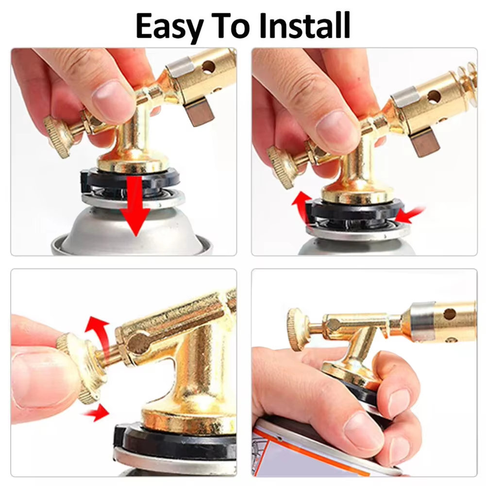 (คุณภาพดีสุด) ปืนพ่นไฟทองเหลือง RAPTOR R2 หัวพ่นไฟ หัวพ่นแก๊สกระป๋อง หัวพ่นแก๊สทองเหลือง จุดไฟในตัว วัสดุทองเหลืองแท้ - รูปที่ 4