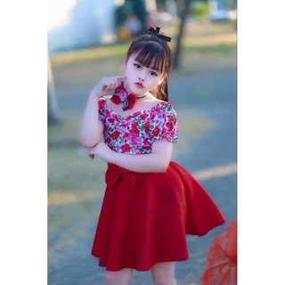 ชุดเช็ตลูกสาว ชุดสงกรานต์ รุ่นเสื้อ+กระโปรงลายดอก/ลายตารางย้อนยุค**ไม่รวมเครื่องประดับ**