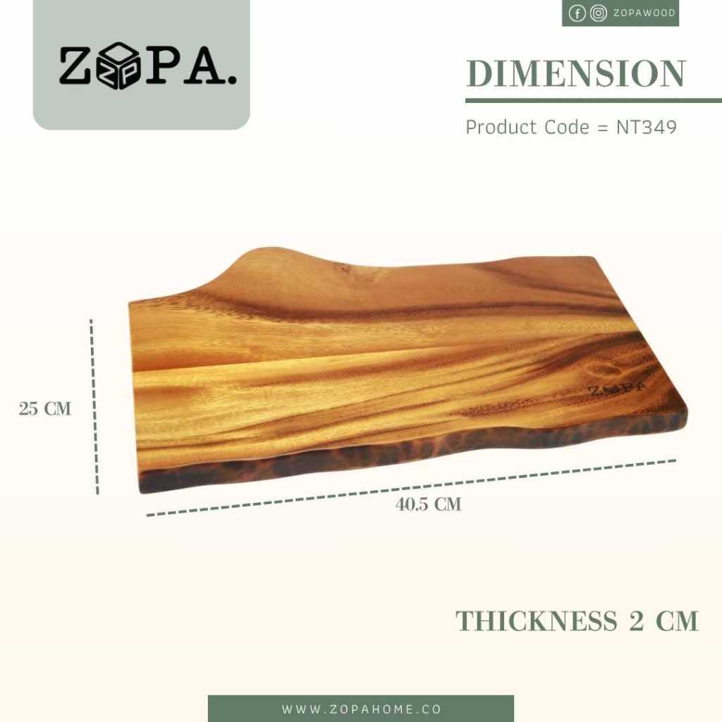 เขียงไม้จามจุรีแท้ เผาขอบรูปทรงธรรมชาติ ZOPA Wooden cutting board มี 4 แบบให้เลือก