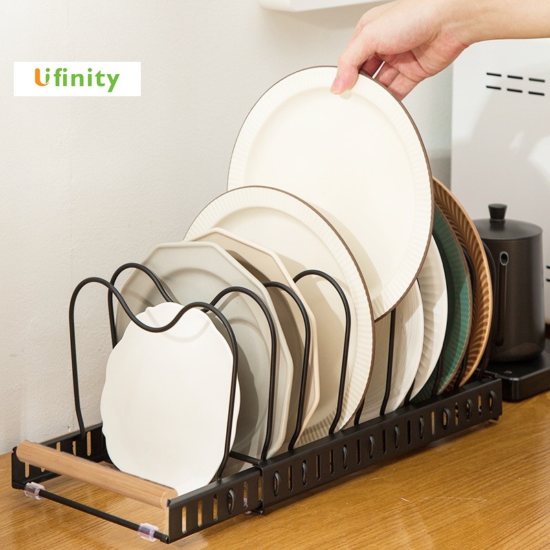 Lifinity 7ช่อง ชั้นวางหม้อ ชั้นวางกระทะ ที่วางหม้อ ชั้นวางฝาหม้อปรับขนาดได้ วัสดุสแตนเลส