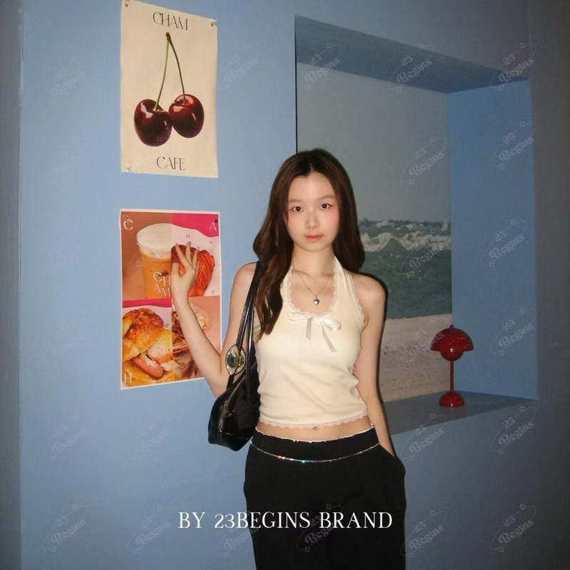 ส่งต่อ 23begins เสื้อคล้องคอลูกไม้ มีฟองน้ำ