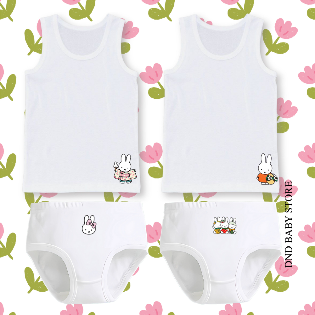 เสื้อซับในเด็กหญิง เสื้อกล้ามเด็ก ลายการ์ตูน มิฟฟี่ Miffy s-3xl 10-50 กก. ผ้านุ่ม ไม่ขึ้นเม็ดขุย