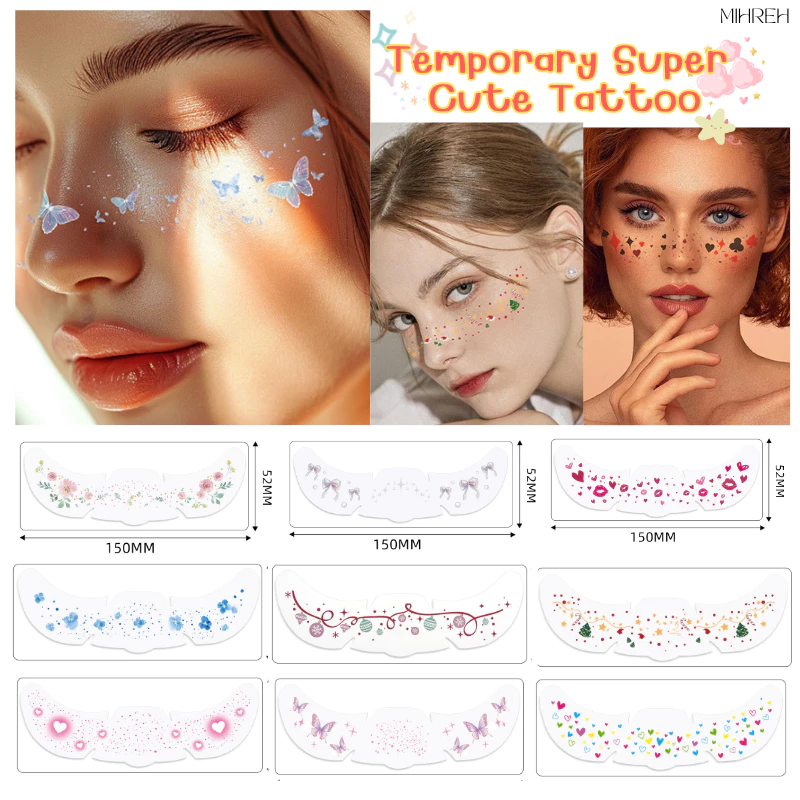 [3145] (พร้อมส่ง) Cute Tattoo สติ๊กเกอร์ติดหน้า (MT17)
