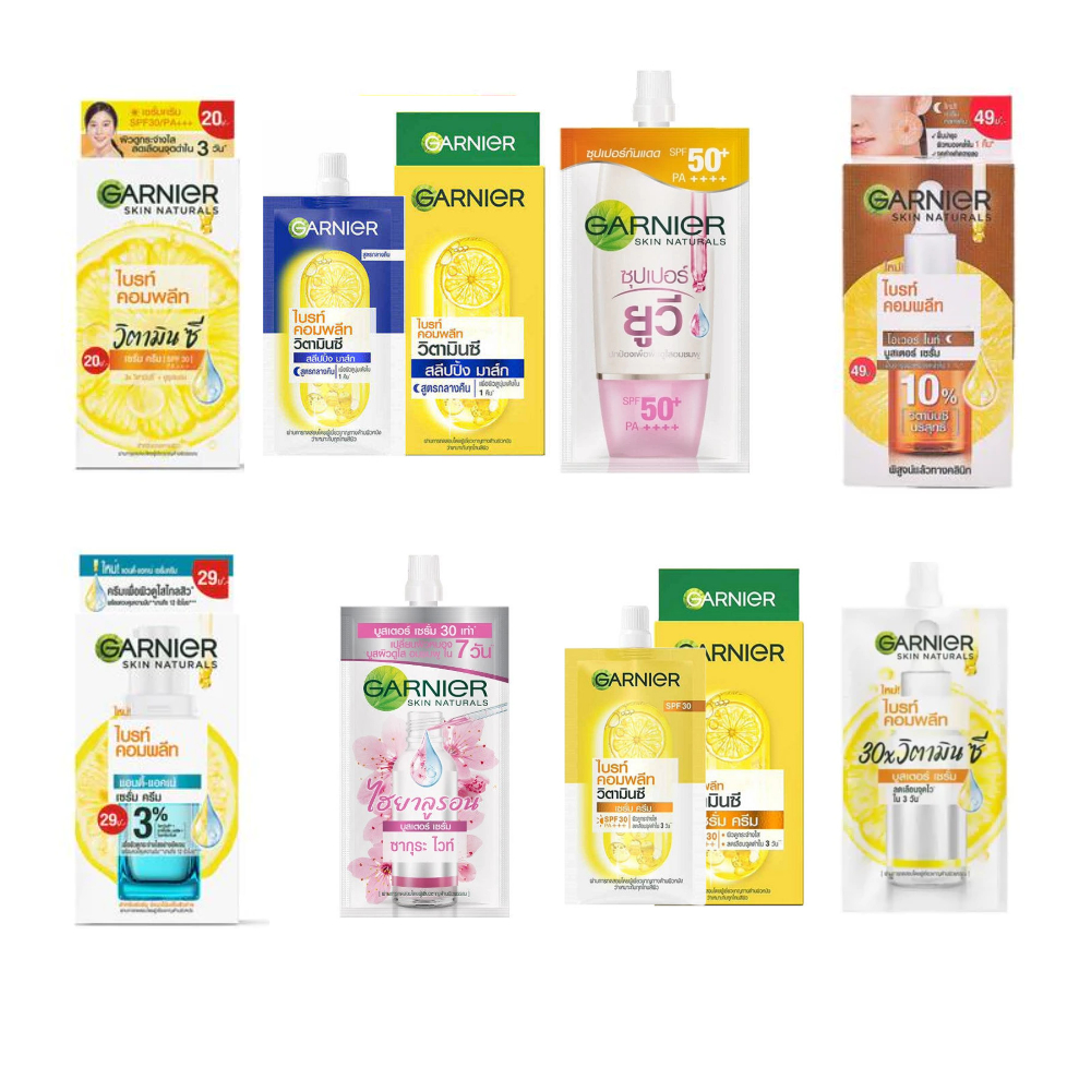 1 กล่อง 6 ซอง เซรั่ม ครีม ซอง การ์นิเย่ GARNIER SERUM CREAM ชนิดซอง