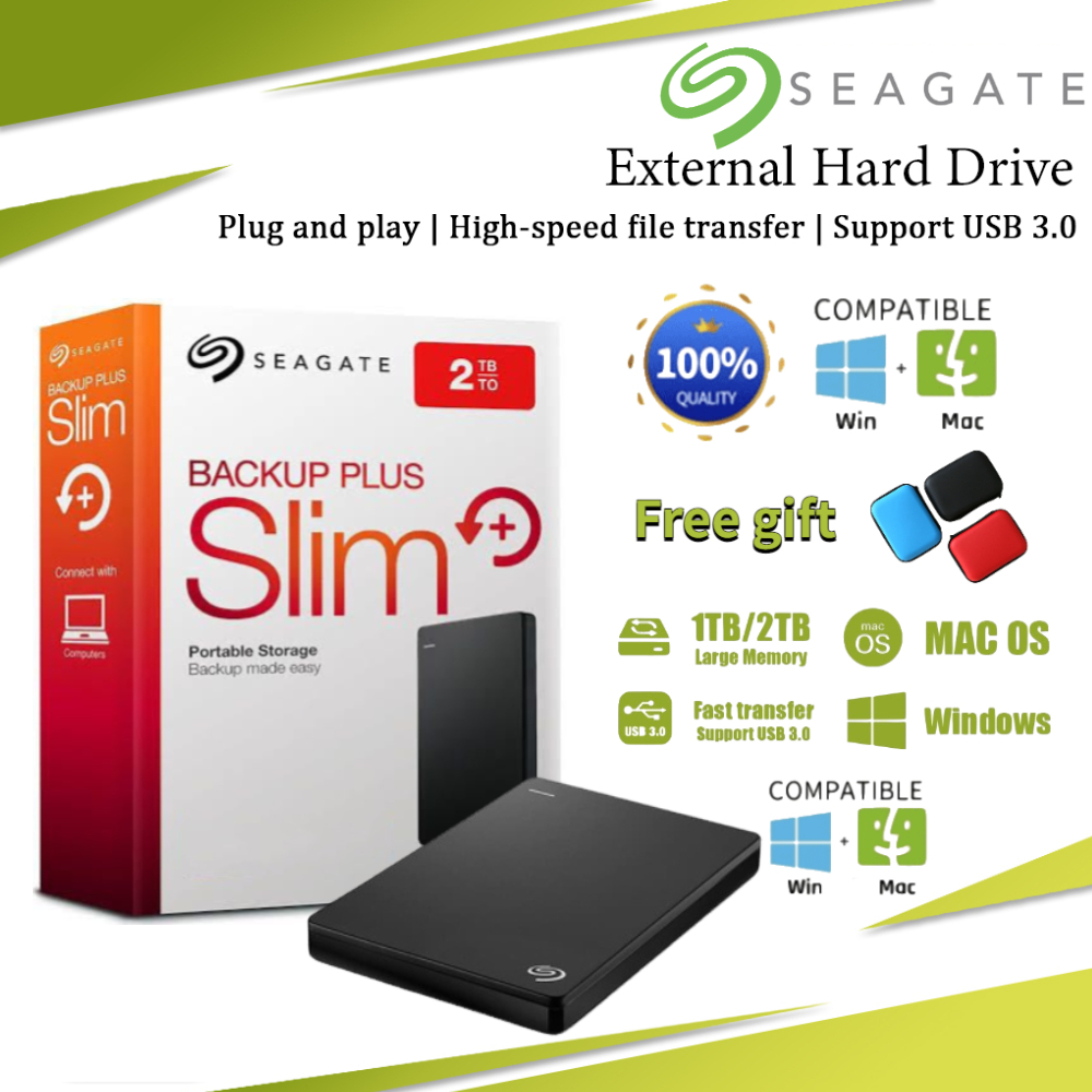 Seagate Hard Drive 2TB/1TB Backup Plus Slim External Hard Drive HDD USB 3.0 external harddisk 10 Yea