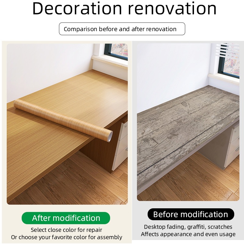 61cm*3m สติ๊กเกอร์ลายไม้ กว้าง สติกเกอร์ติดผนัง ลายไม้ วอลเปเปอร์มีกาวในตัว กันน้ำ สติกเกอร์เฟอร์นิเจอร - รูปที่ 2