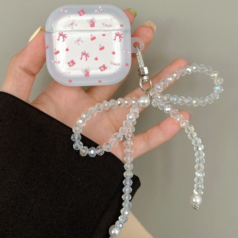 จัดส่งภายใน24ช.ม Y2K เคส Airpods 4 3 pro 1 2 ลายเชอร์รี่ ตกแต่งโบว์ การป้องกันการตก ซิลิโคนนิ่ม Soft Case Airpod gen3